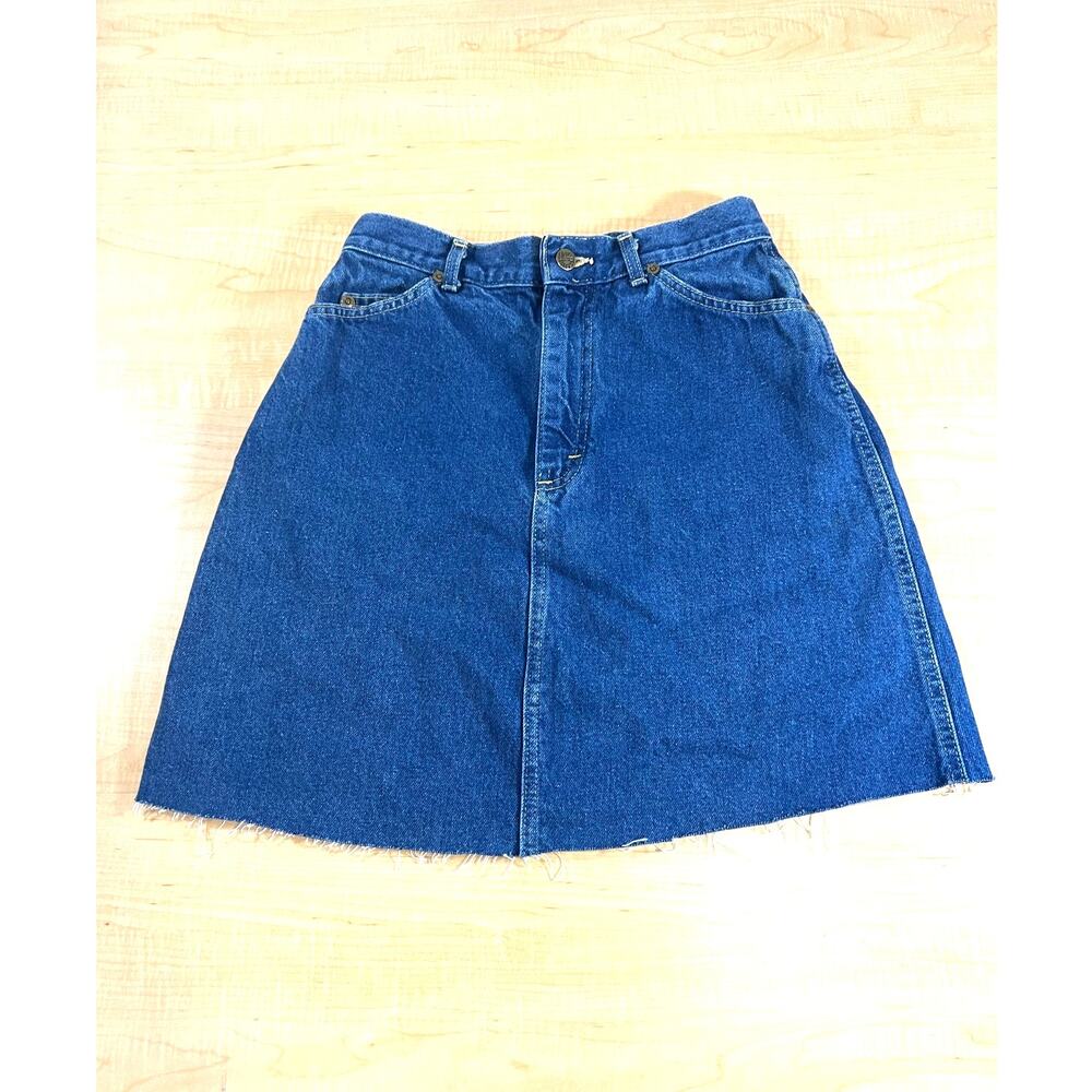 Vintage‎ Lee Denim Skirt A-Line 100% Cotton Dark Wash Size 27.5 Waist 2/4